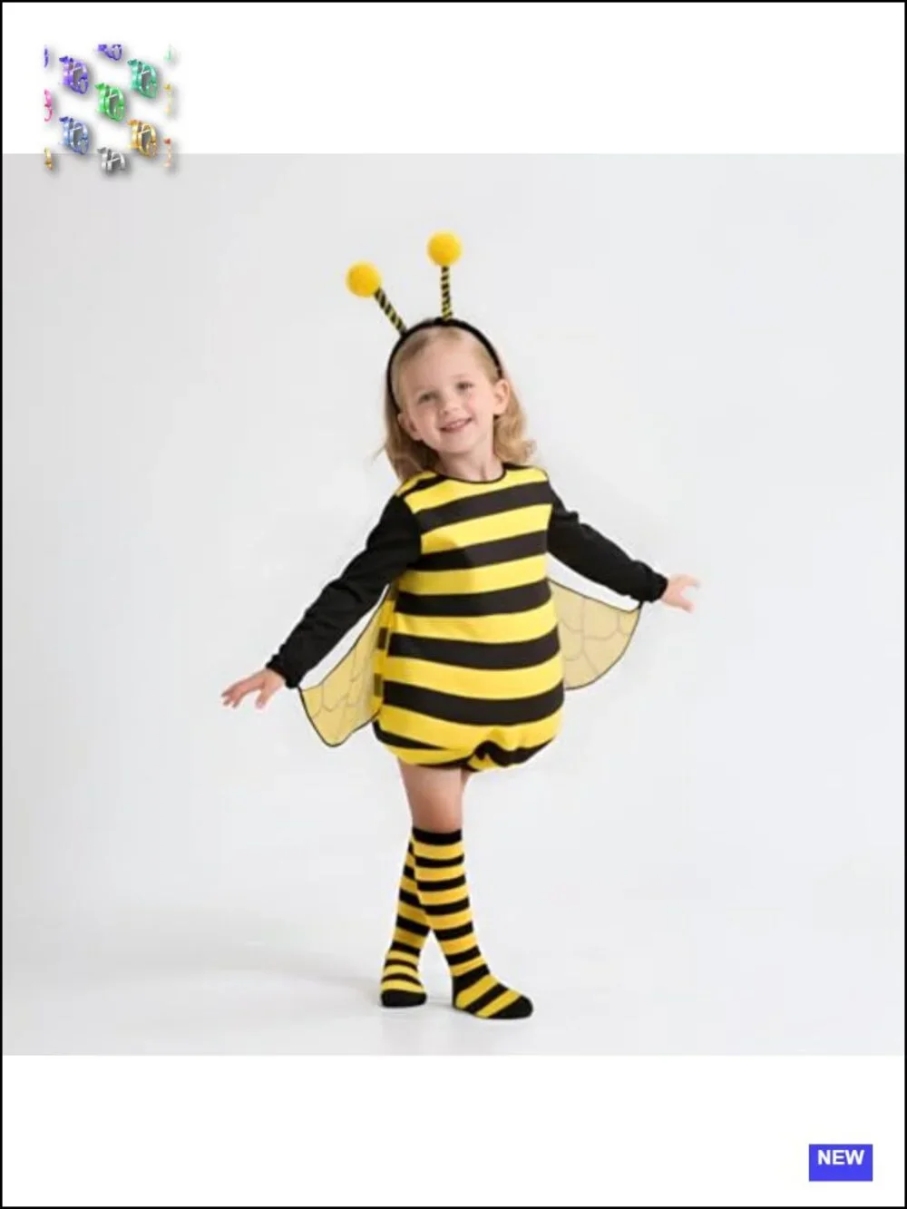 Kids Halloween Bumble Bee Costume with Wings and Headband, Zipper Closure